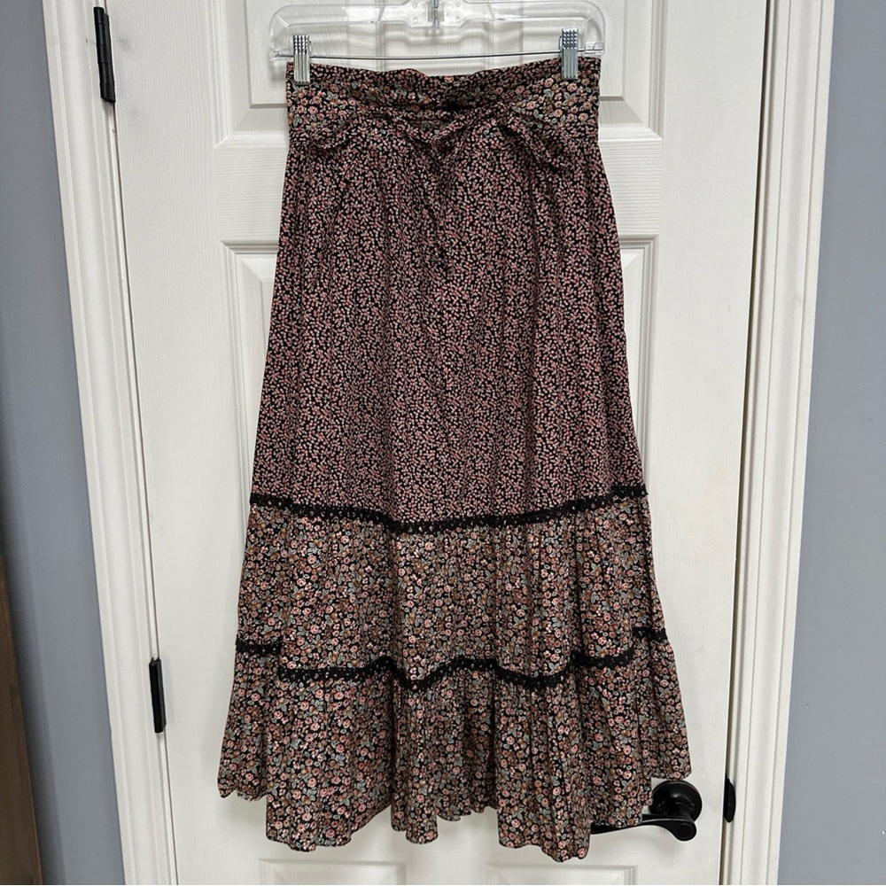 Jessica’s Gunnies Vintage 1970s Skirt Panel Floral Prairie Maxi Cottage Sz 9 XS